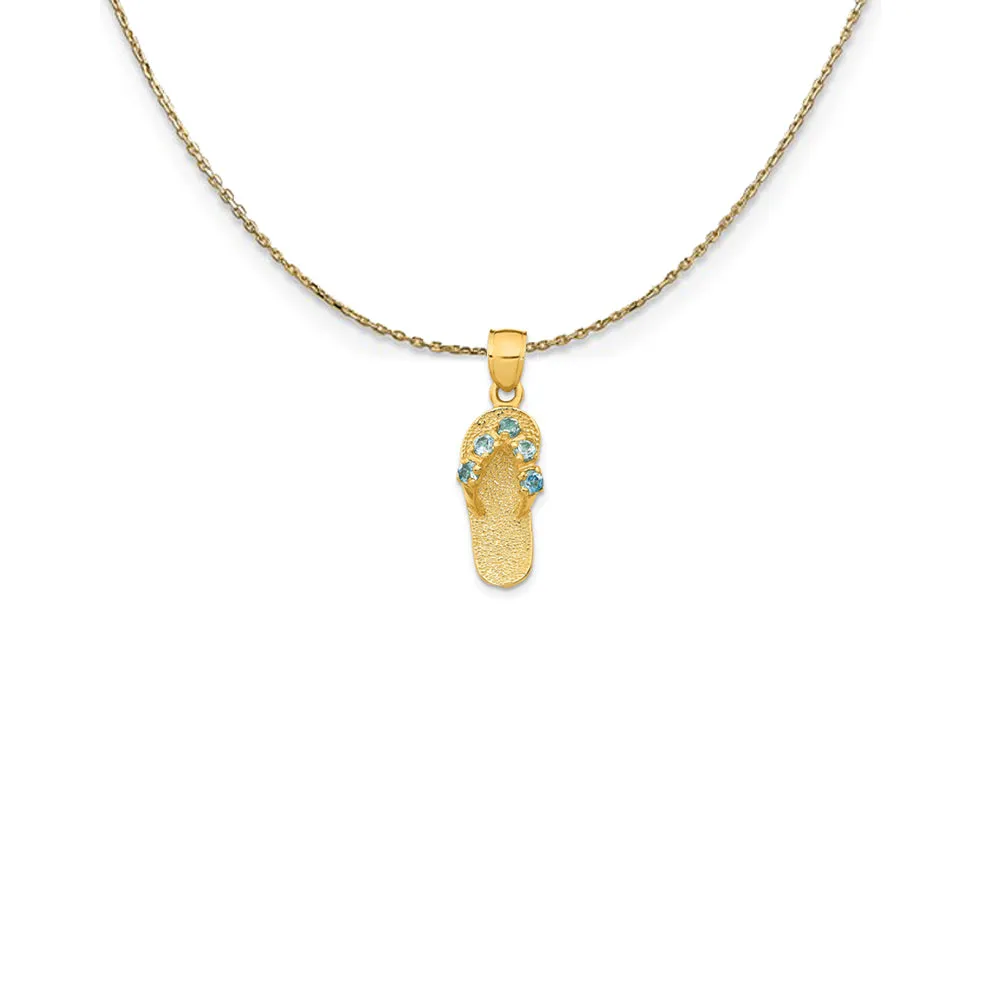 14k Yellow Gold December CZ Birthstone Flip Flop Necklace