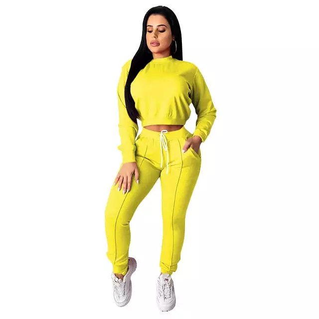 2 Piece Set Crop Top pants Set Sportwear Matching Set Workout sweat suits women jogging