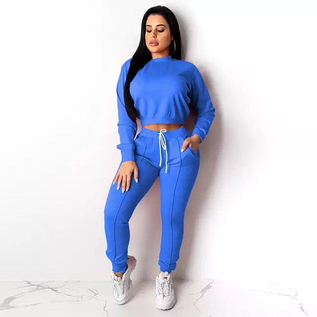 2 Piece Set Crop Top pants Set Sportwear Matching Set Workout sweat suits women jogging