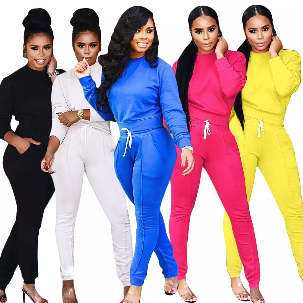 2 Piece Set Crop Top pants Set Sportwear Matching Set Workout sweat suits women jogging