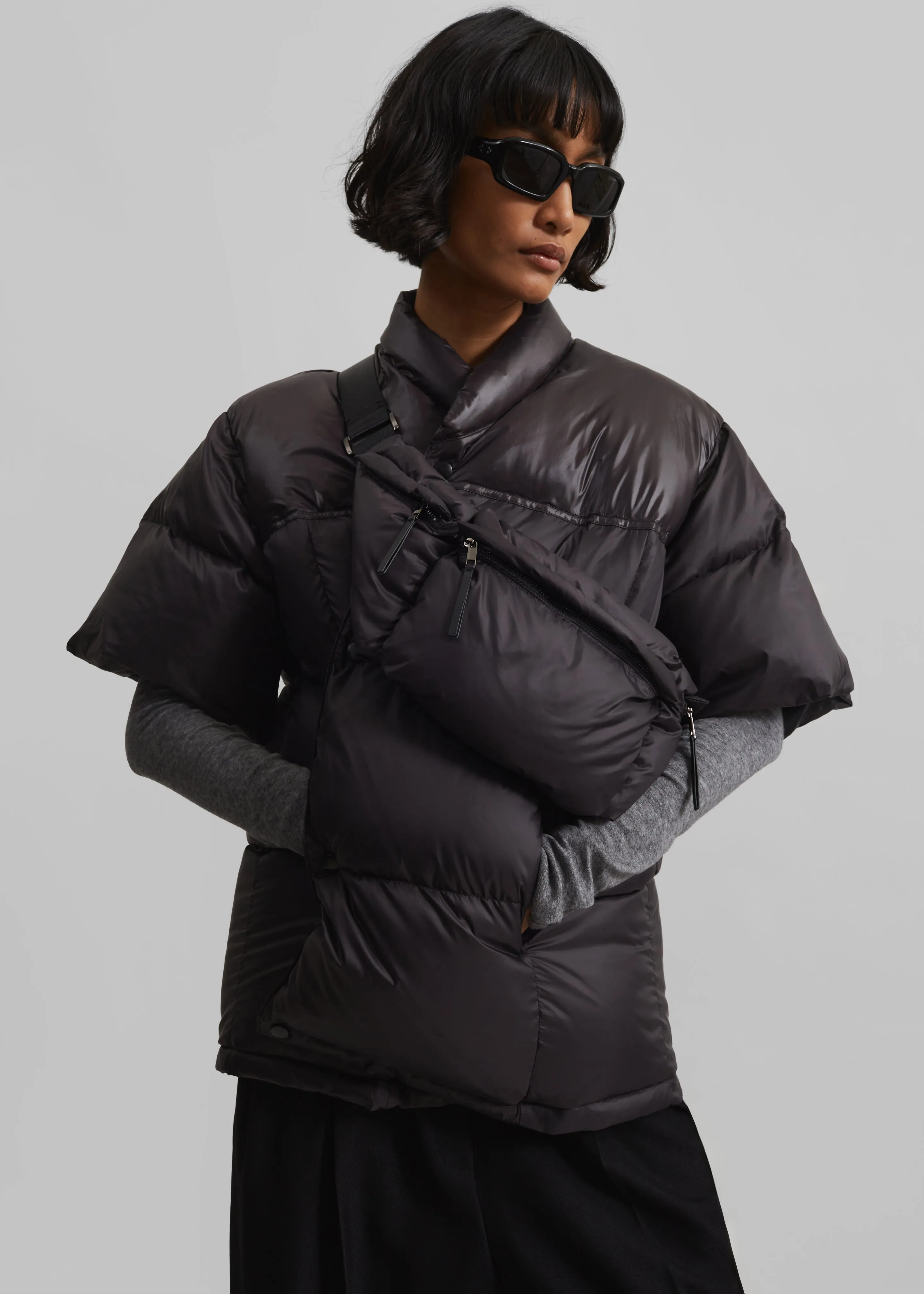 Akron Short Sleeve Puffer Jacket - Dark Brown