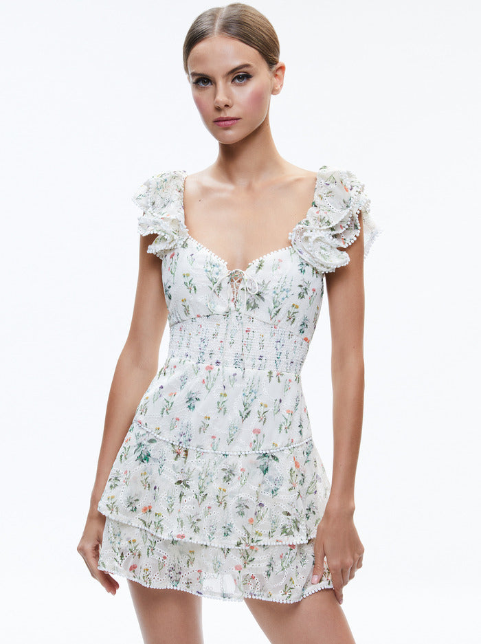 Alice + Olivia - Hartford Smocked Mini Dress - Georgia Floral