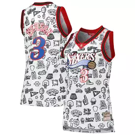 Allen Iverson Philadelphia 76ers Mitchell & Ness Women's 2000 Doodle Swingman Jersey - White