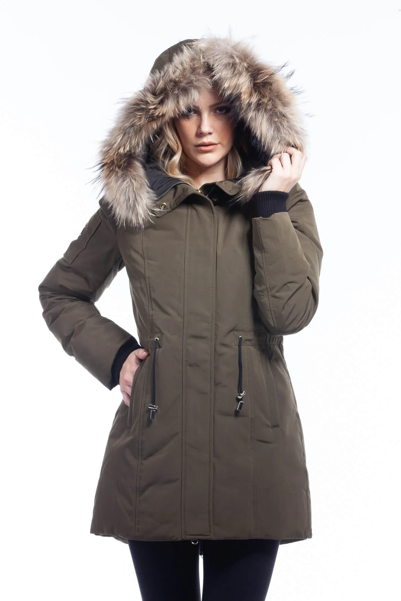 ARCTIC NORTH PARKA FEMME80% Duvet et Vraie FourrureManteau d'hiverNoir - Army - Bleu |ARCTIC NORTH PARKA80% Down with Genuine Fu