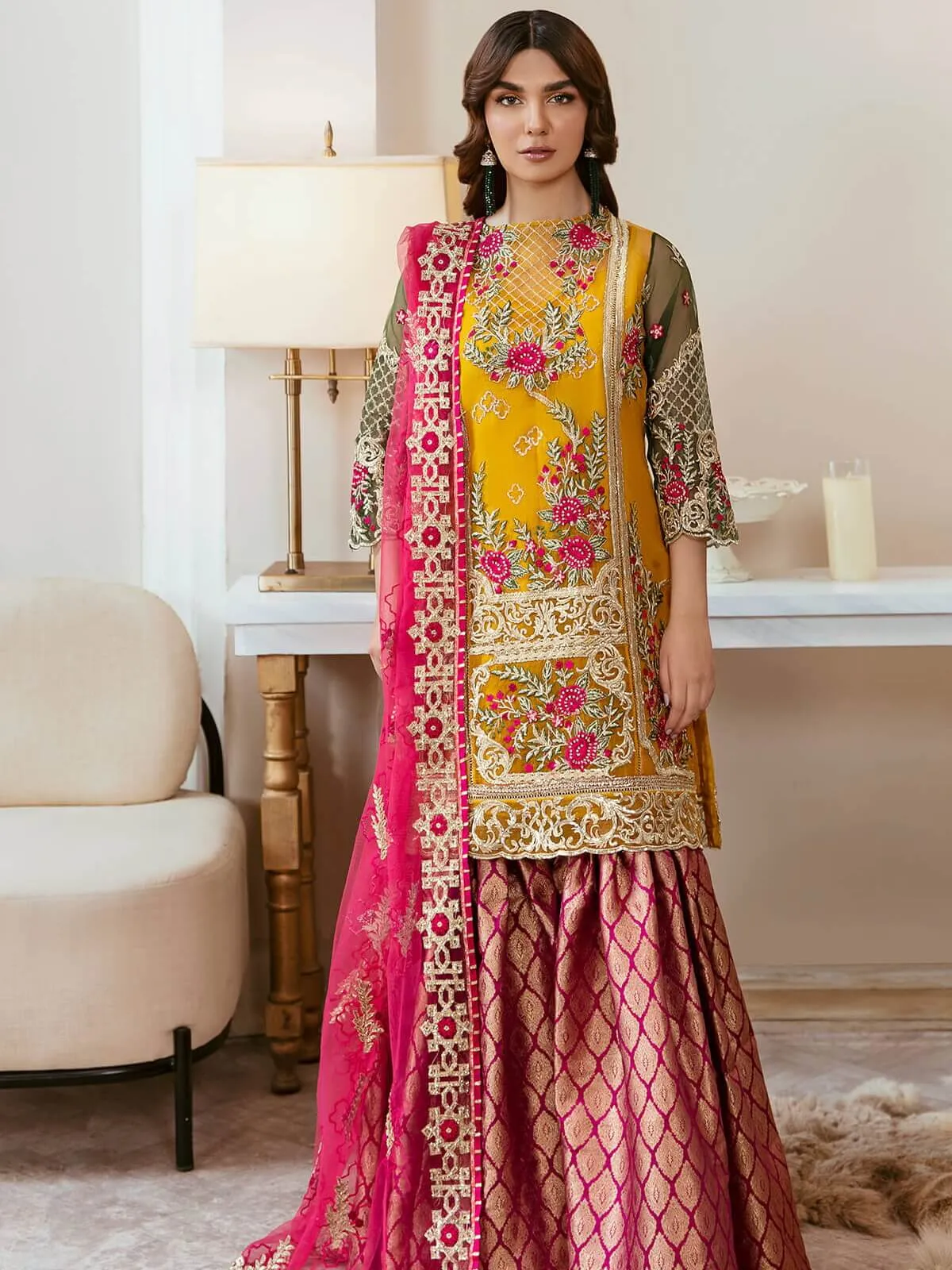 Arzo by Zainab Manan Unstitched Organza 3Pc Suit ZM-32 Majestic Cloud