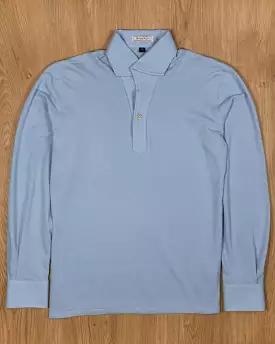 Baby Blue Stretch-Cotton Pique Polo Shirt MFC0005