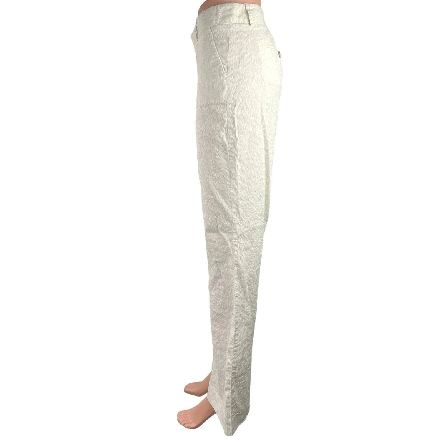 Banana Republic White Linen Mid Rise Martin Fit Stretchable Boot Cut Pants Sz 6