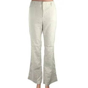 Banana Republic White Linen Mid Rise Martin Fit Stretchable Boot Cut Pants Sz 6