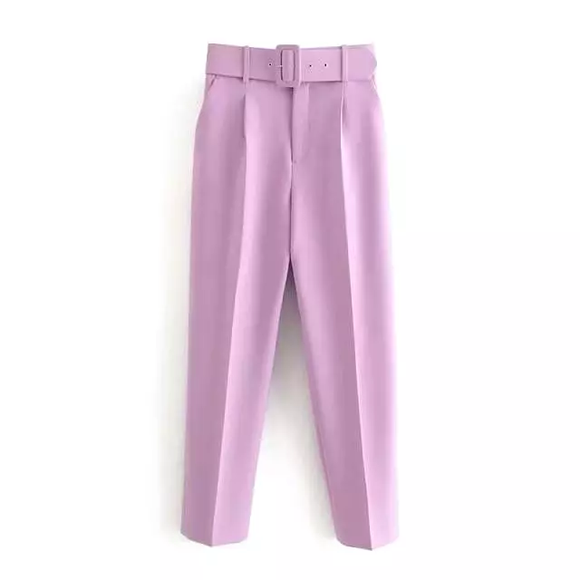 Belted High-Waisted Pants