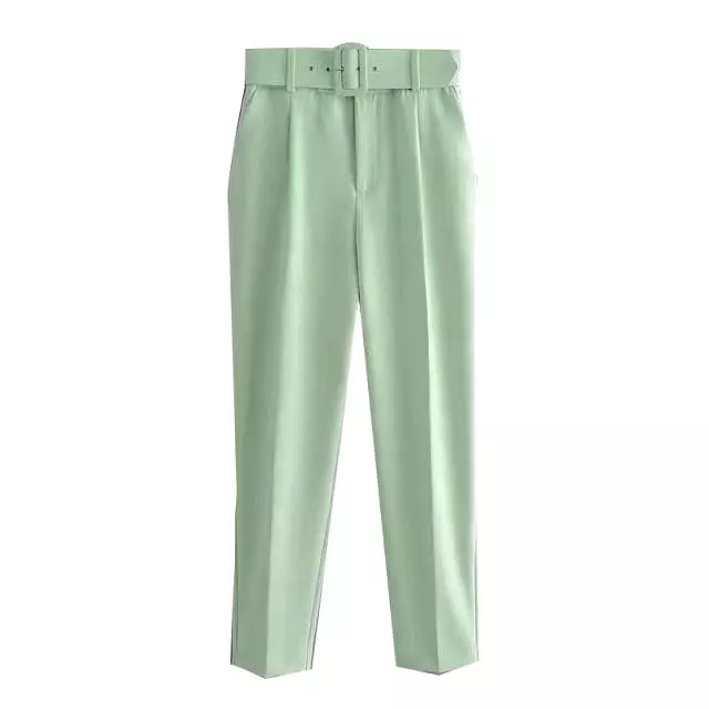 Belted High-Waisted Pants