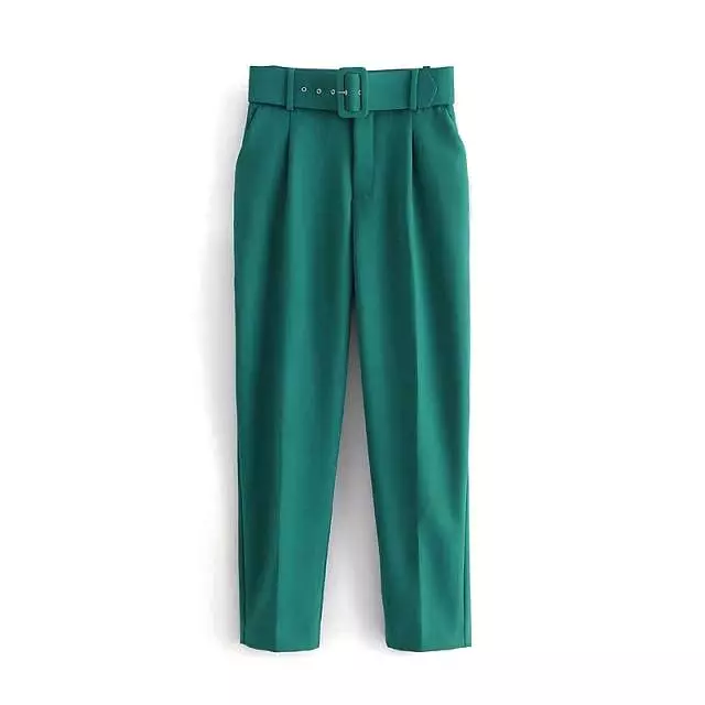 Belted High-Waisted Pants