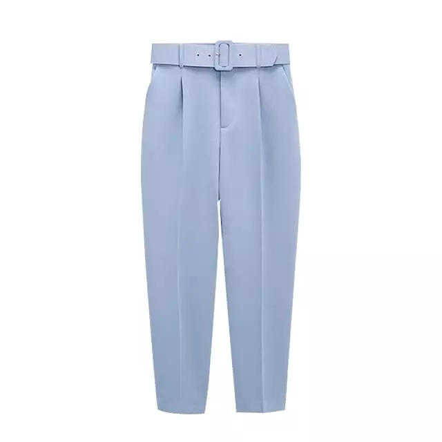 Belted High-Waisted Pants