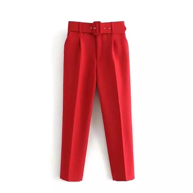 Belted High-Waisted Pants