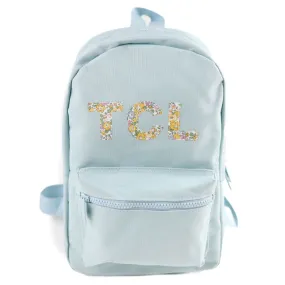 Betsy Ann Yellow Liberty of London Name Small Backpack - Light Blue