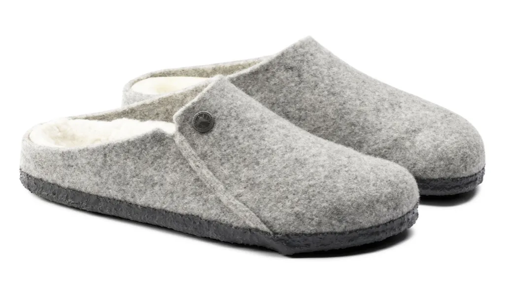 Birkenstock Womens Zermatt Slippers Wool Felt- Light Gray