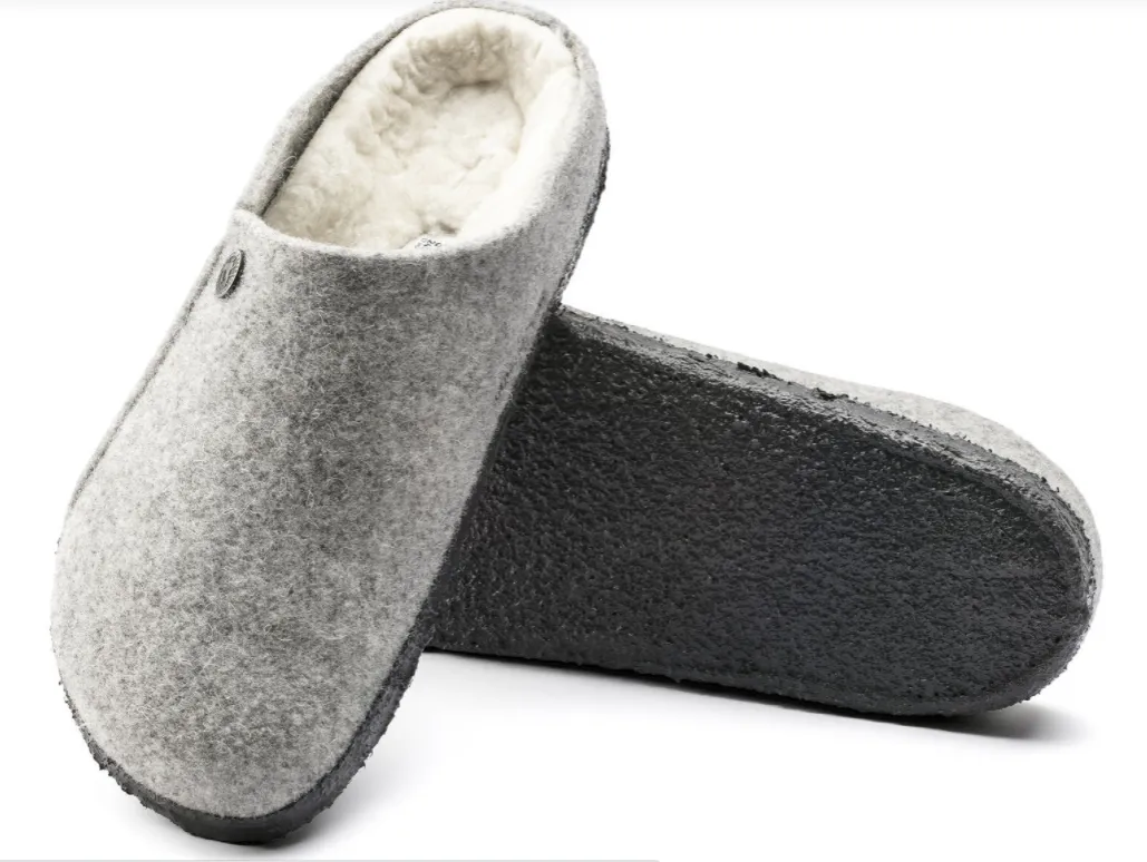 Birkenstock Womens Zermatt Slippers Wool Felt- Light Gray