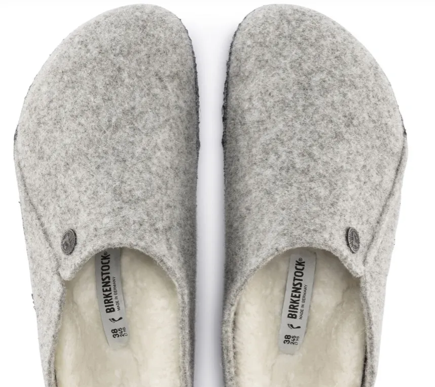 Birkenstock Womens Zermatt Slippers Wool Felt- Light Gray