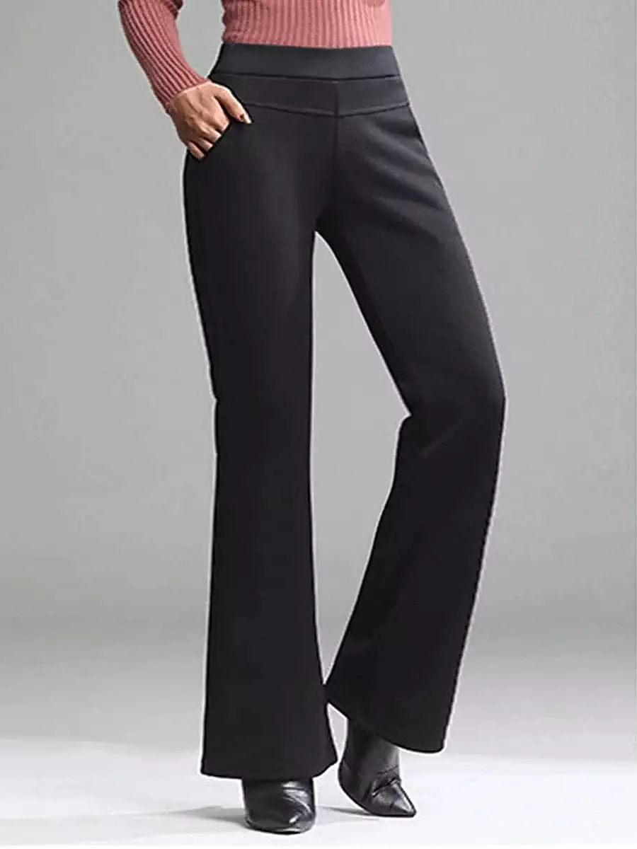 Black Mid Waist Bootcut Work Pants for Women - Available in S and M Sizes