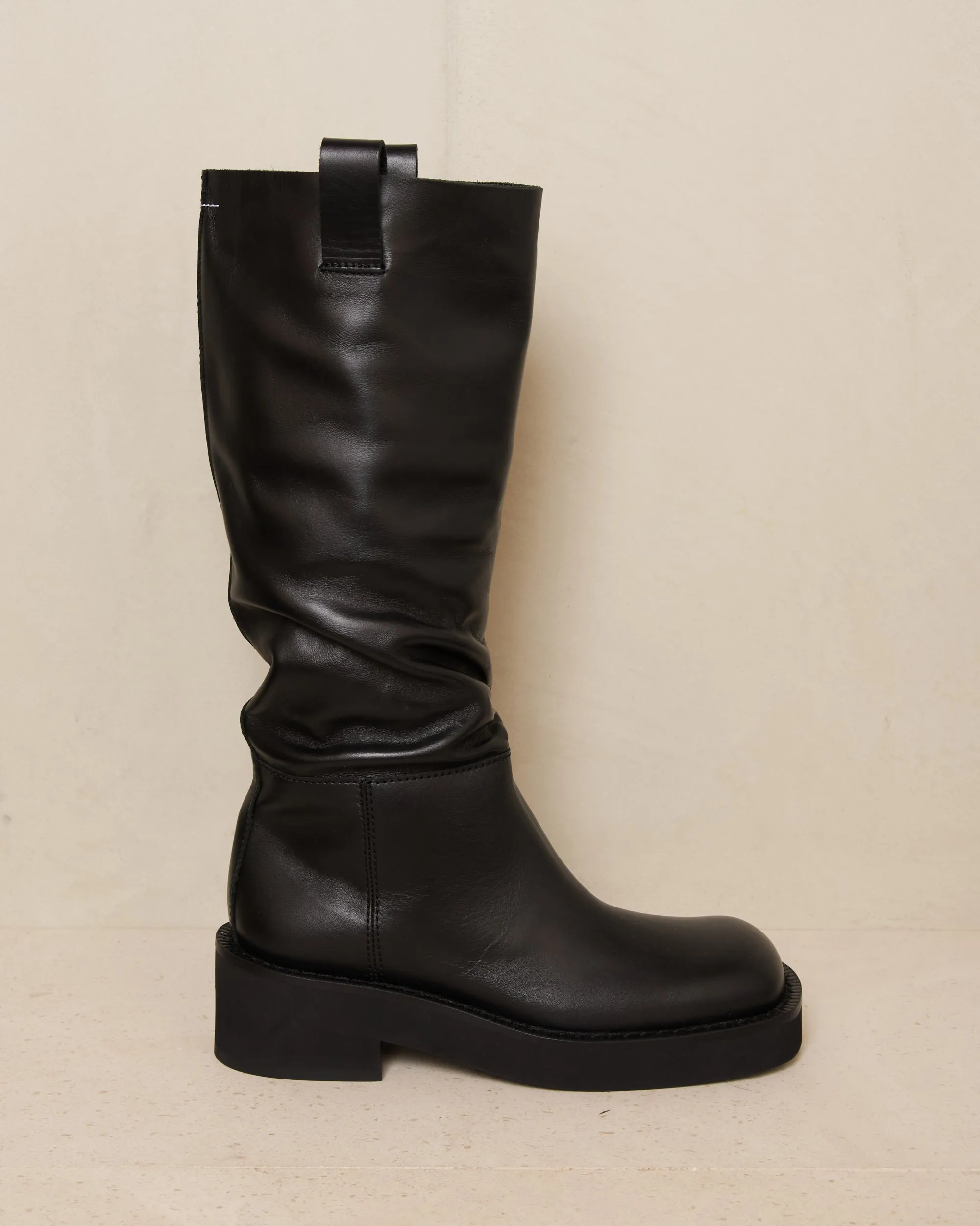 Black Stacked Riding Boot