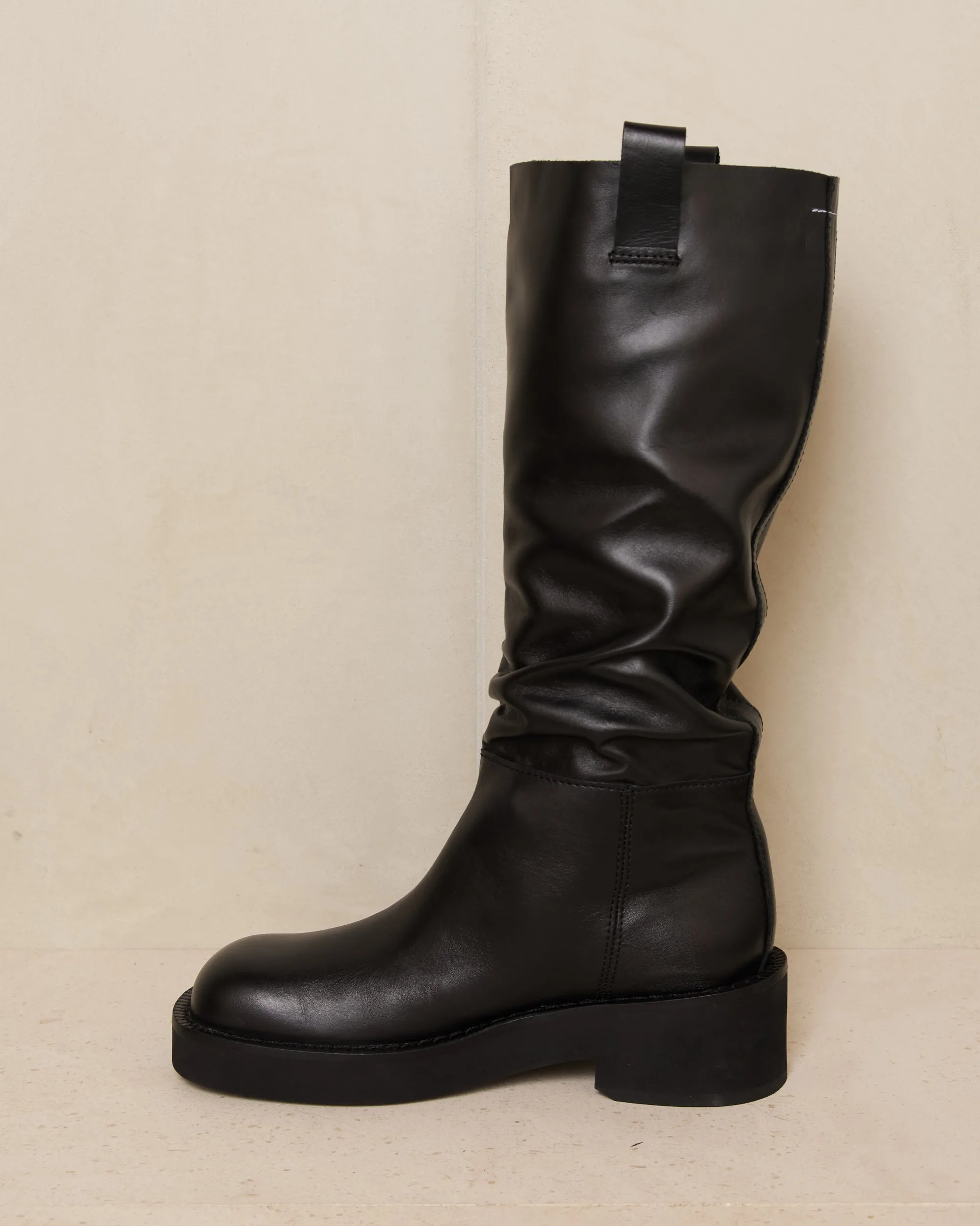 Black Stacked Riding Boot