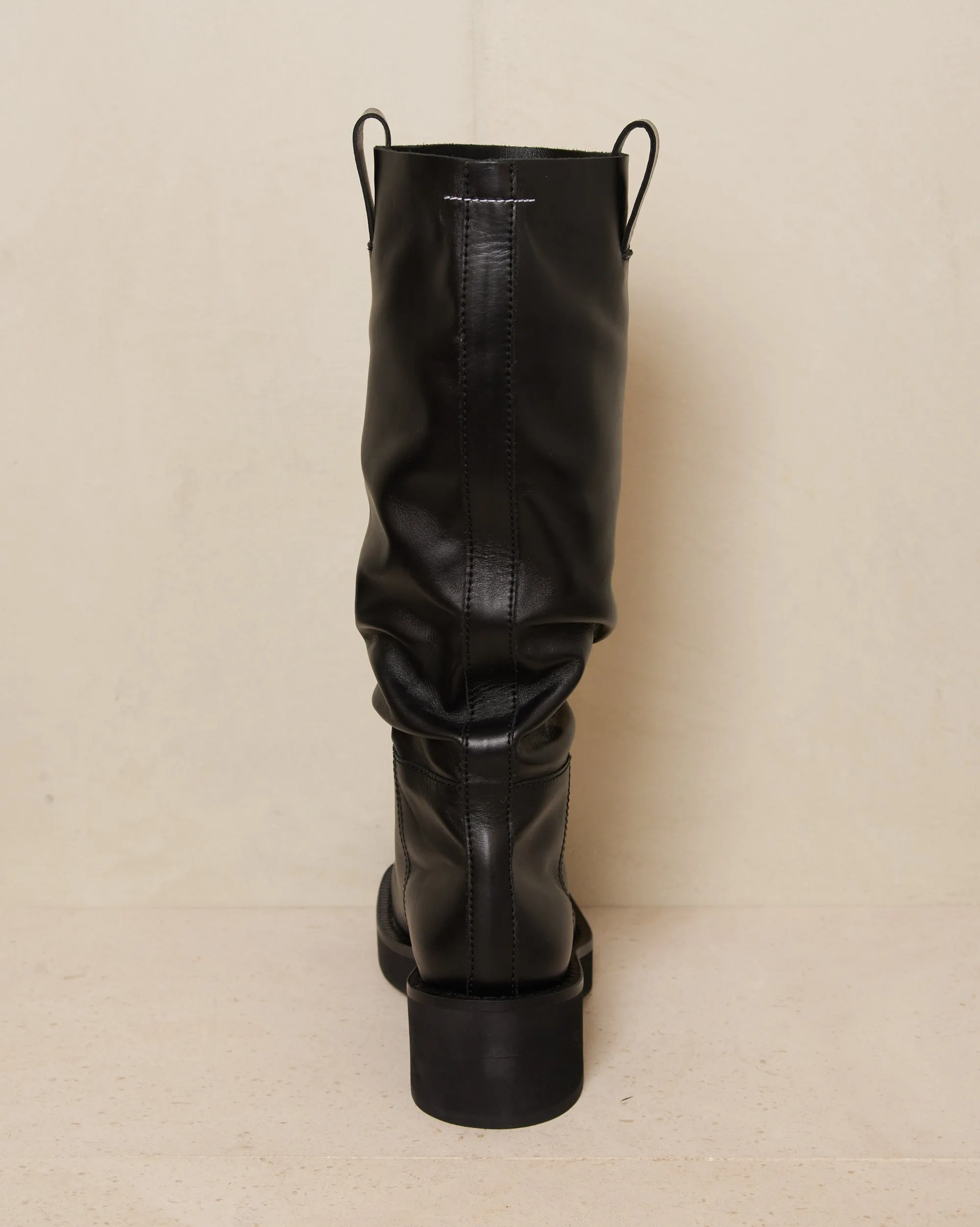 Black Stacked Riding Boot