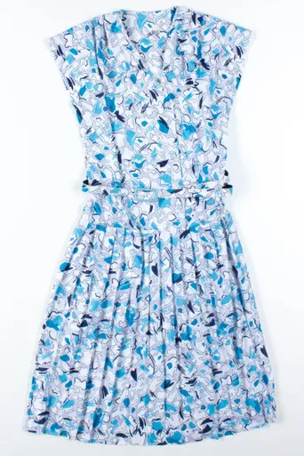 Blue Sleeveless Vintage House Dress