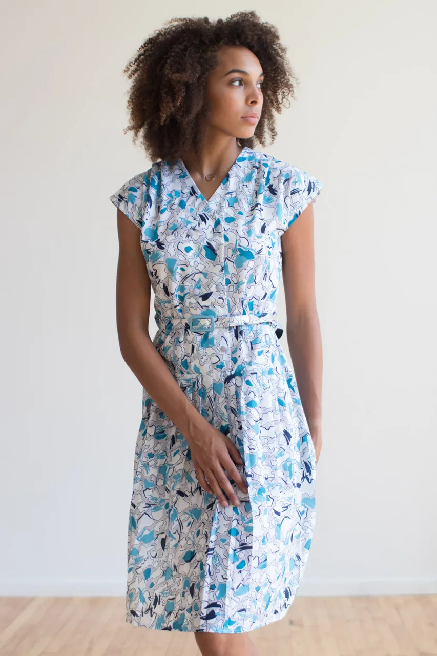 Blue Sleeveless Vintage House Dress