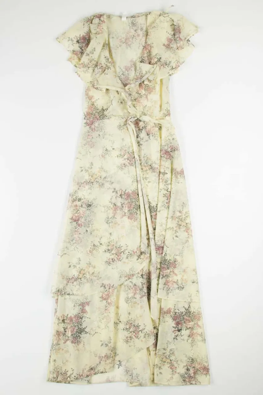 Bohemian Mesh Floral Vintage Wrap Dress