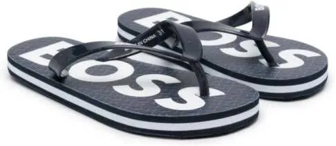 BOSS Kidswear logo-print flip flops Blue