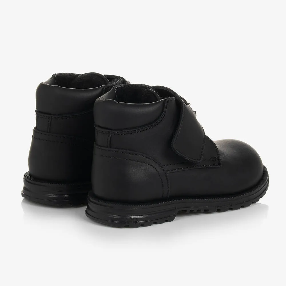 Boys Black Leather Ankle Boots