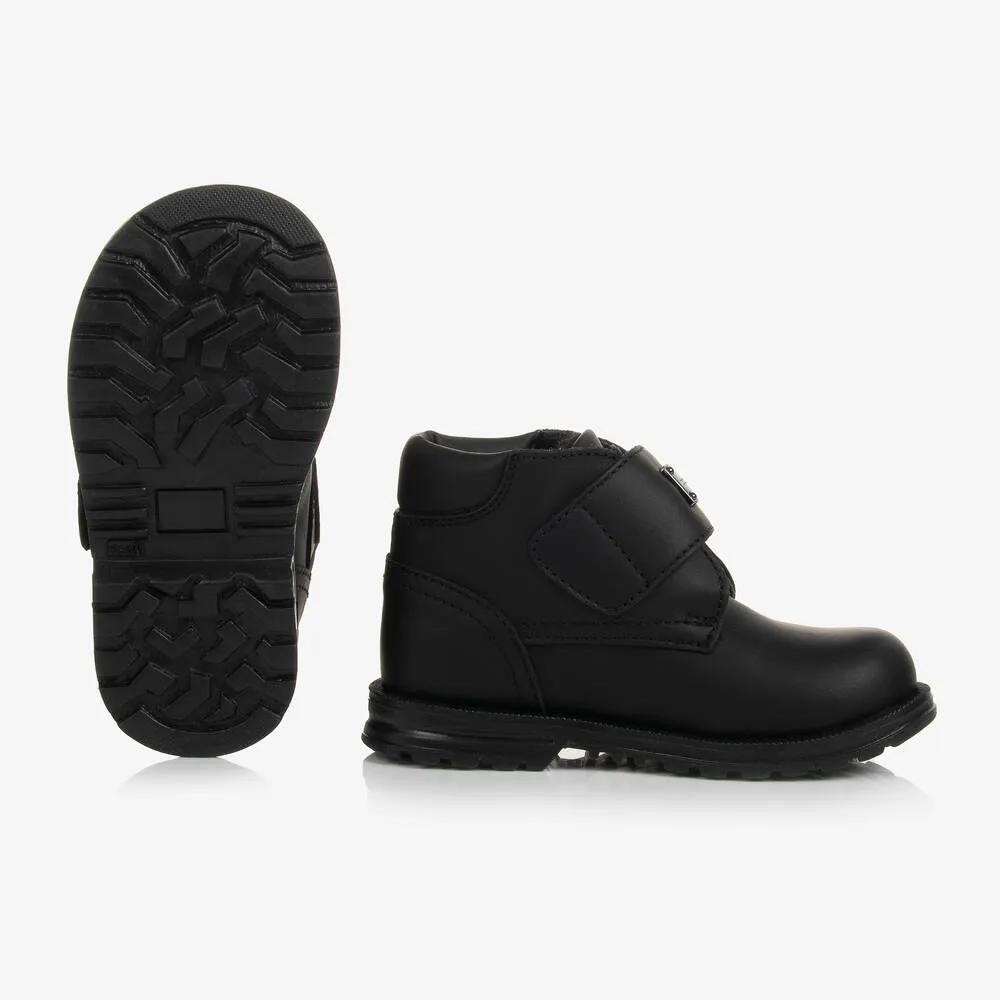 Boys Black Leather Ankle Boots