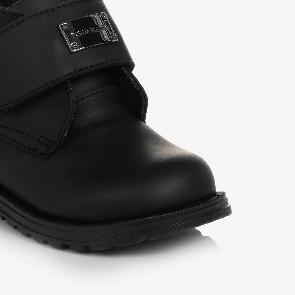 Boys Black Leather Ankle Boots