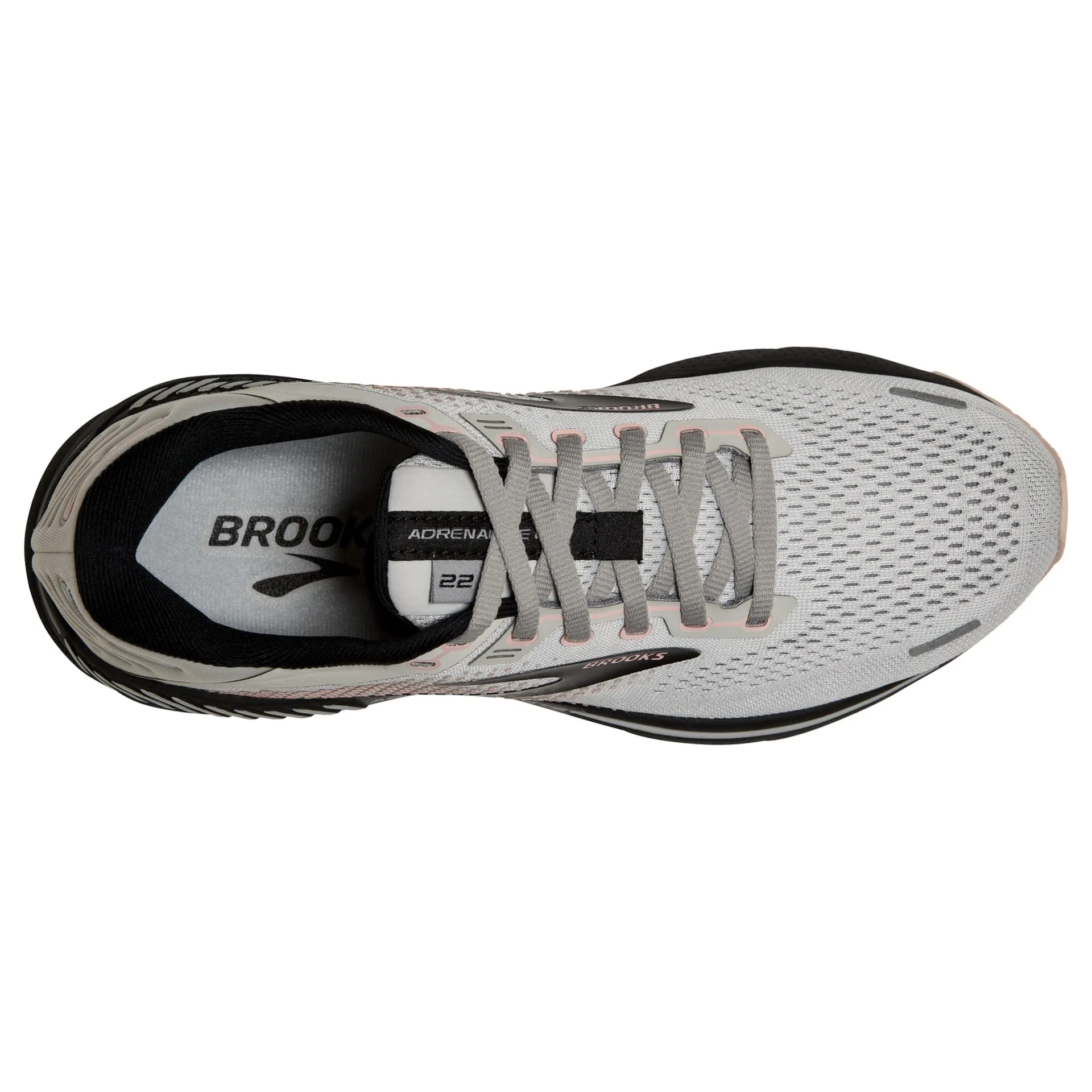 Brooks Women's 120353 035 Adrenaline GTS 22 Grey Rose Black Cushion Support Running Shoes