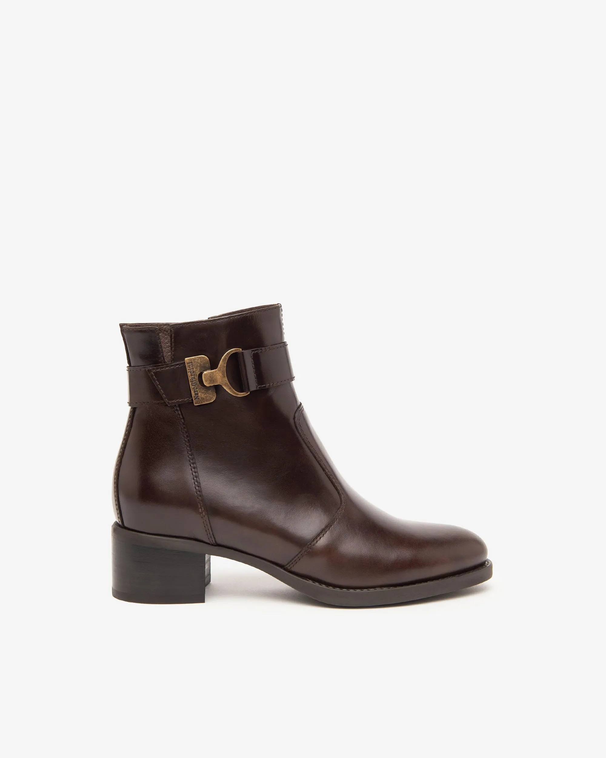 BROWN LOW HEELED ANKLE BOOT - NEROGIARDINI