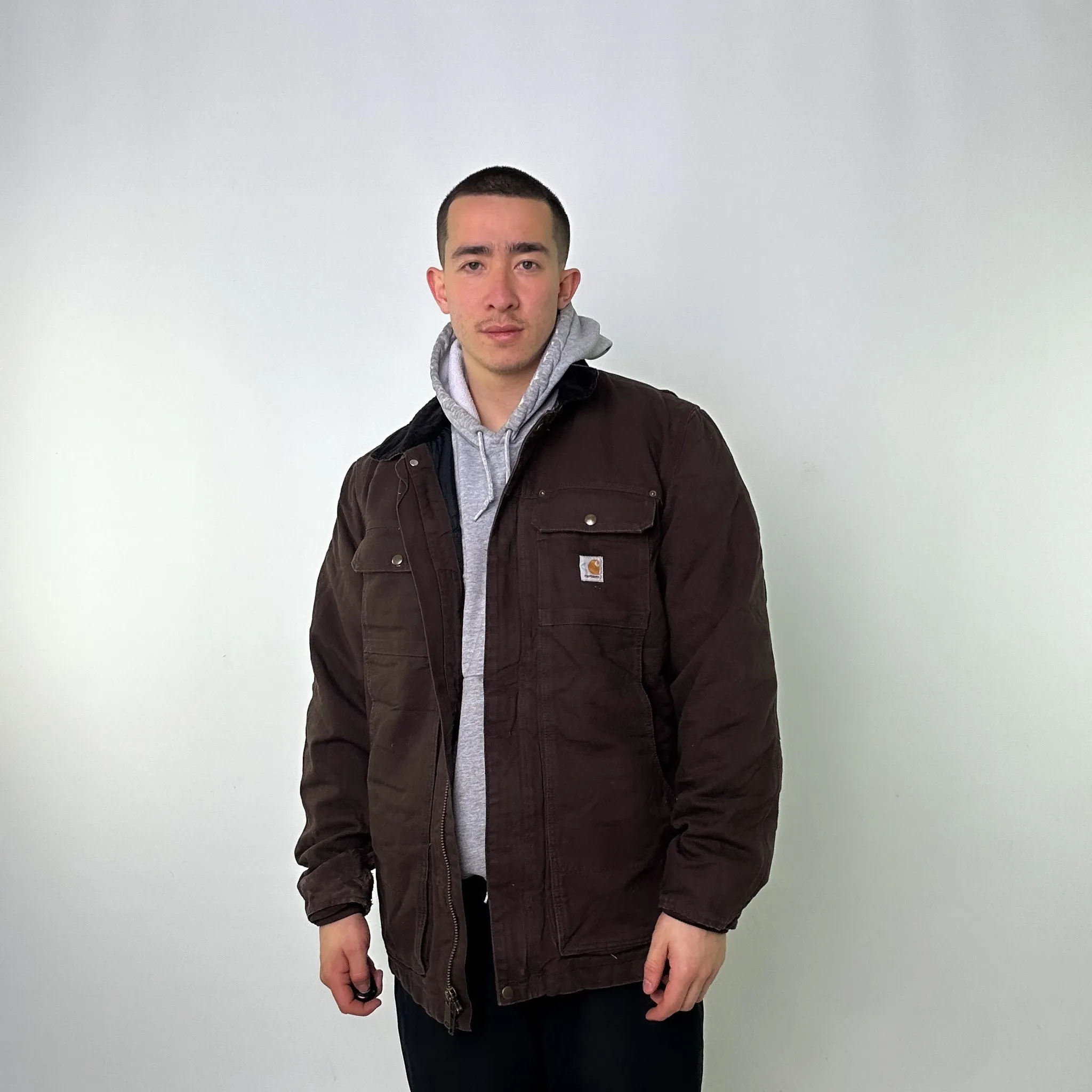 Brown Vintage Carhartt Quilted Arctic Deadstock Workwear Jacket Coat (L)