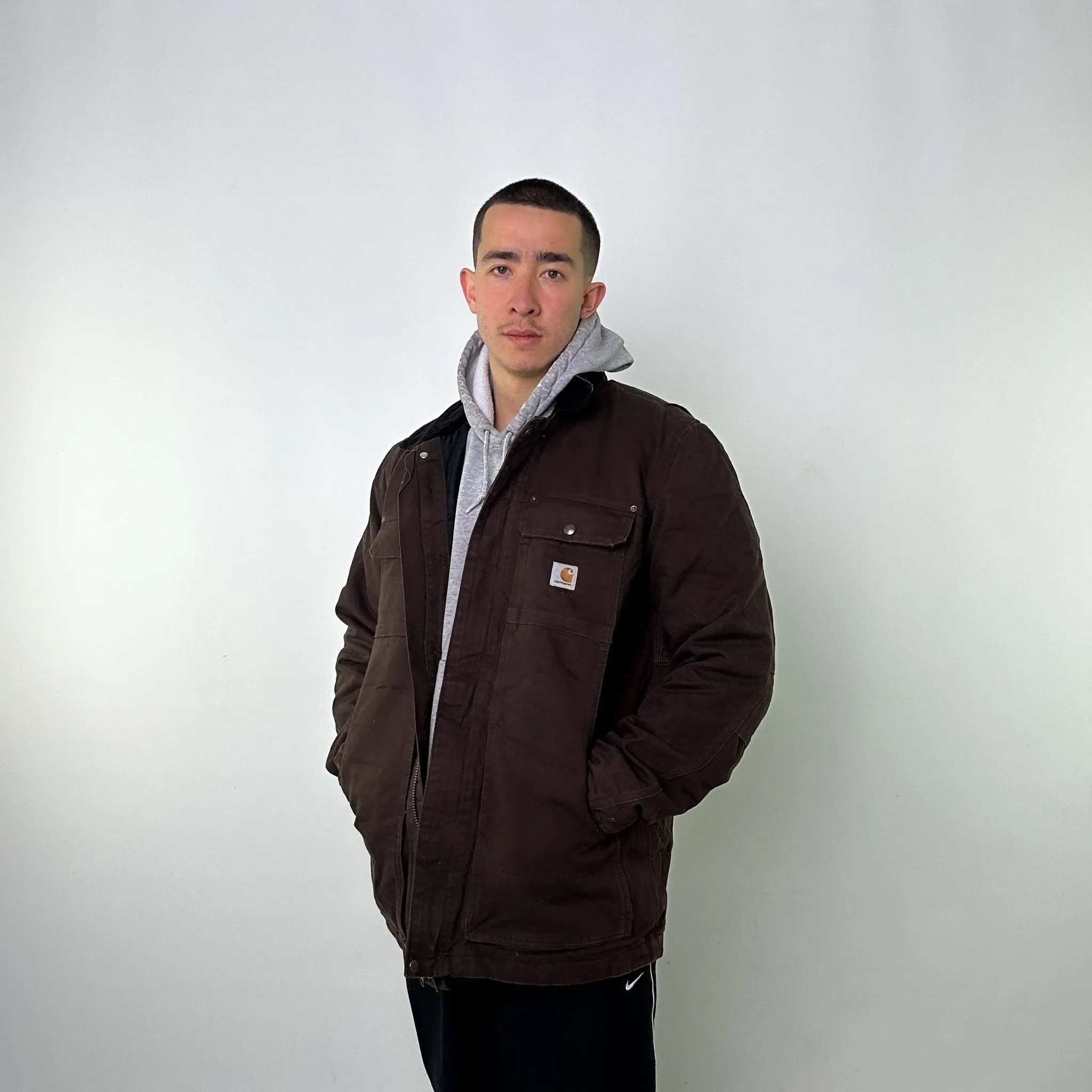 Brown Vintage Carhartt Quilted Arctic Deadstock Workwear Jacket Coat (L)