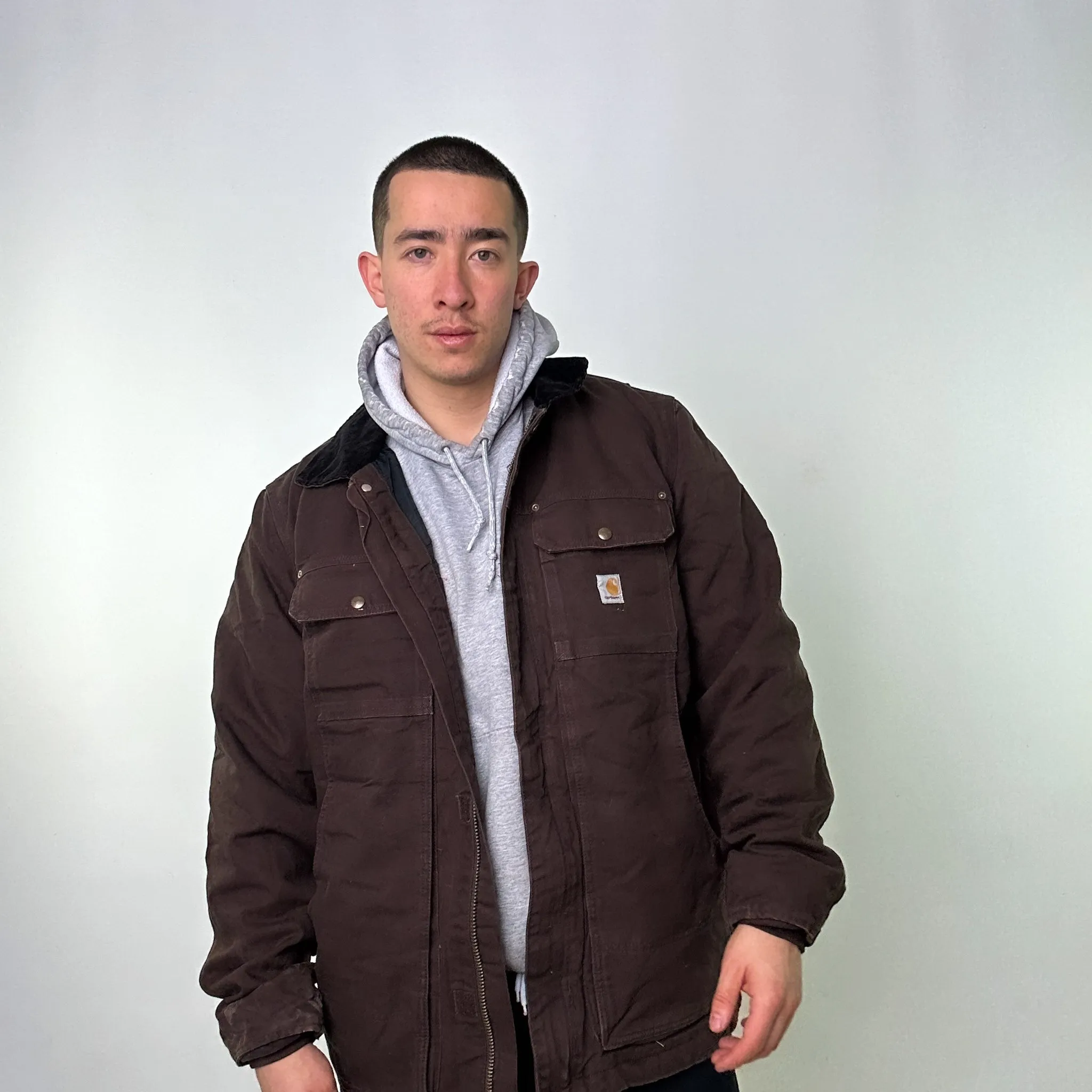 Brown Vintage Carhartt Quilted Arctic Deadstock Workwear Jacket Coat (L)