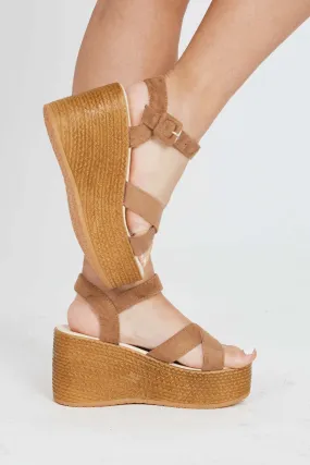 Brown Raffia Wedges