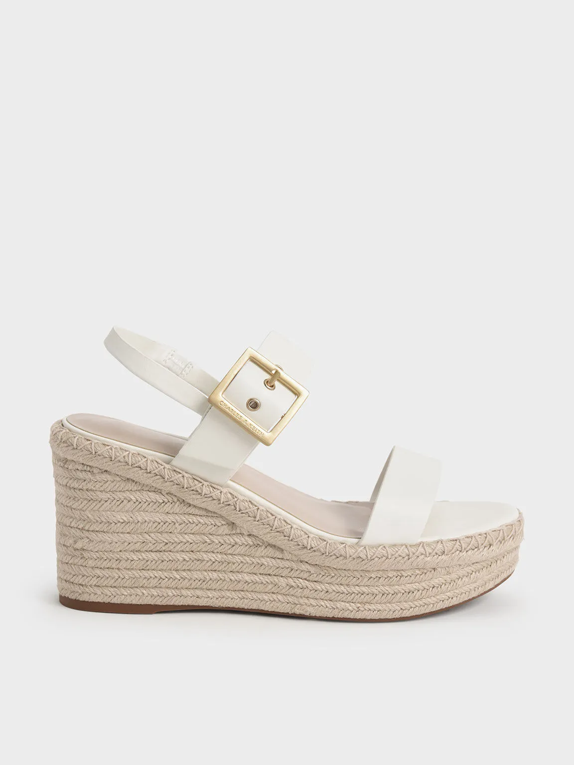 Buckled Espadrille Wedges - White