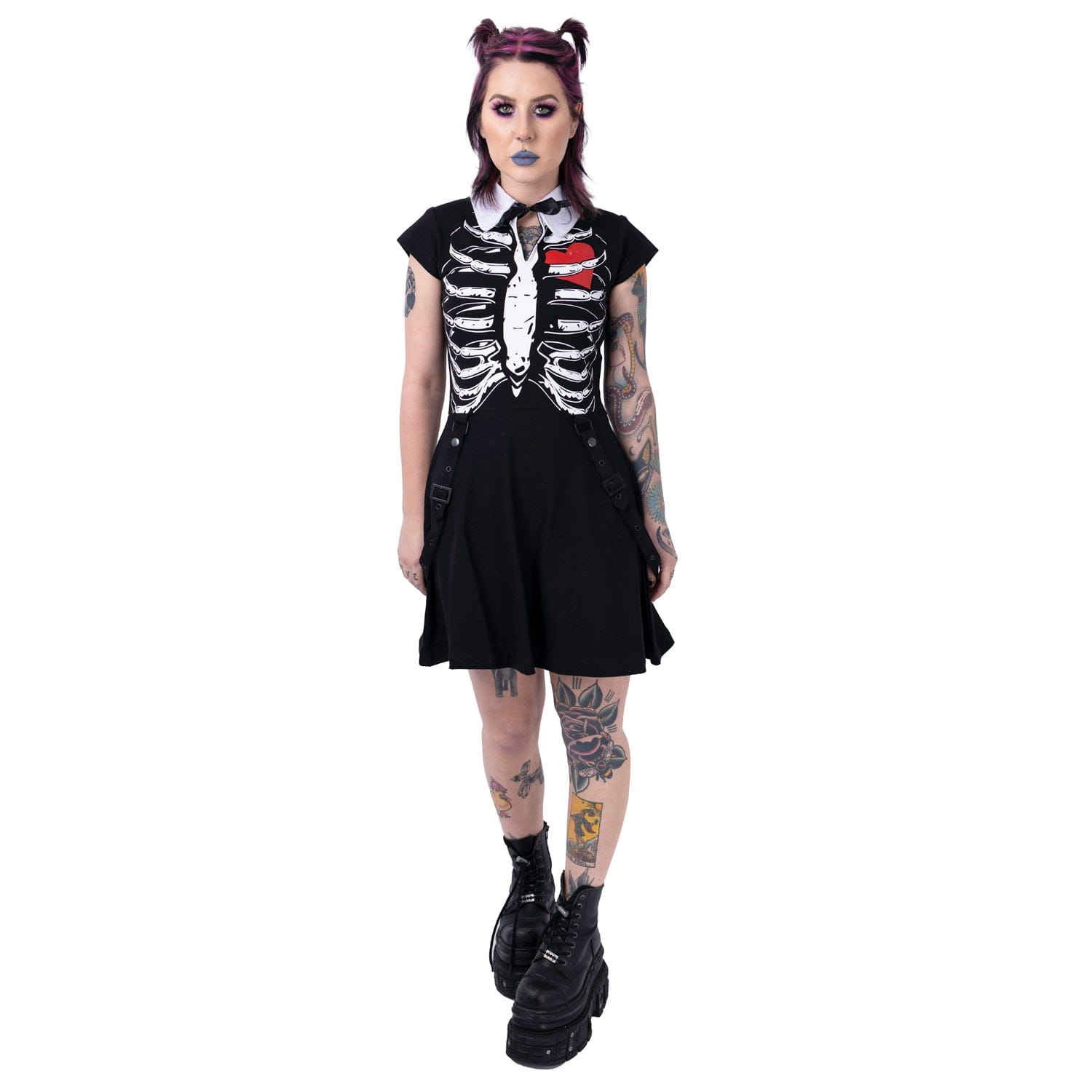 CAGED HEART DRESS - BLACK