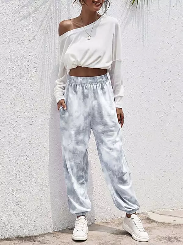 Casual Dye Fleece Women Pants