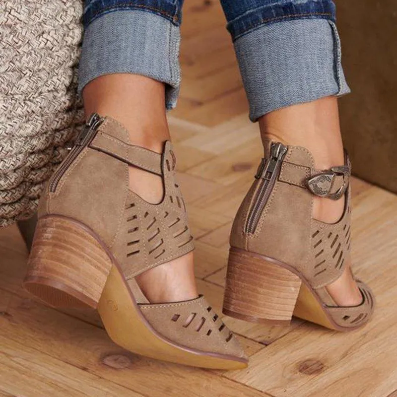 Casual Hollowed Out Patchwork Solid Color Fish Mouth Out Door Wedges Shoes (Heel Height 1.97in)