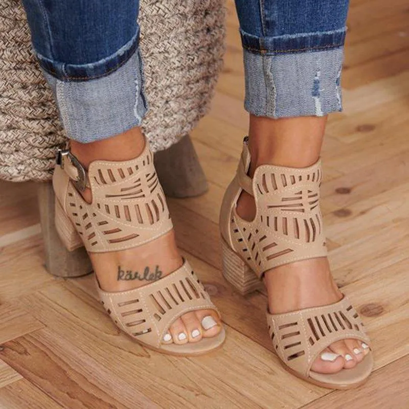 Casual Hollowed Out Patchwork Solid Color Fish Mouth Out Door Wedges Shoes (Heel Height 1.97in)