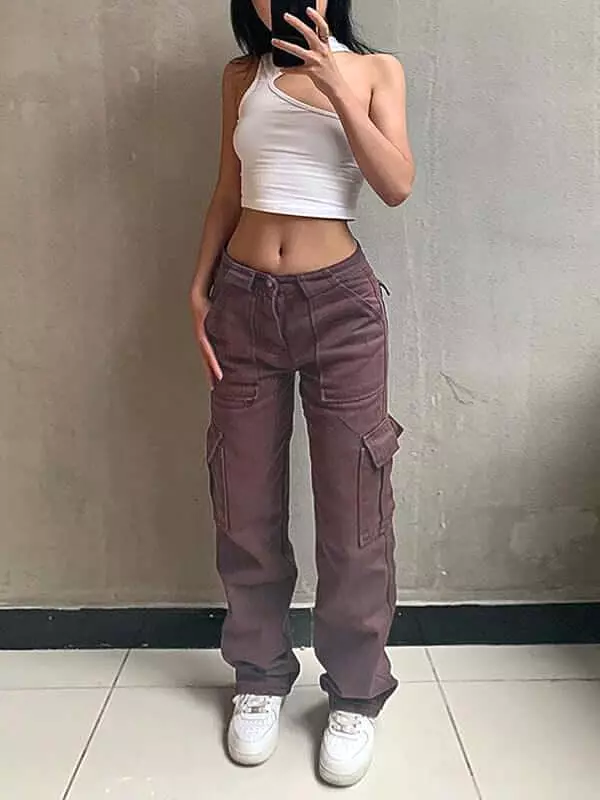 Casual Wide Leg Women Cargo Pants