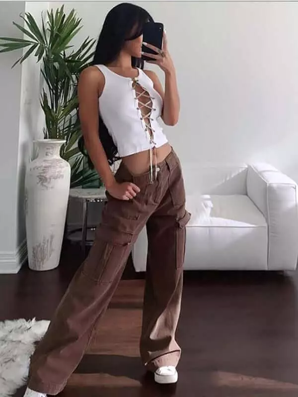 Casual Wide Leg Women Cargo Pants