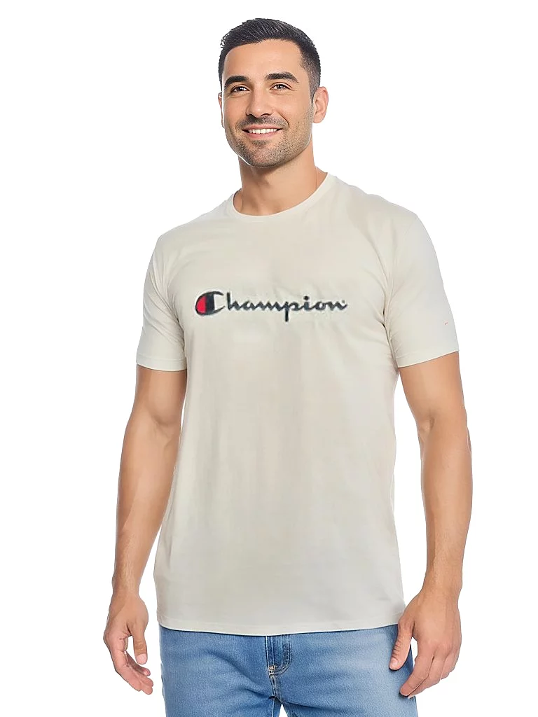 CHAMPION MEN'S SCRIPT BEIGE TEE