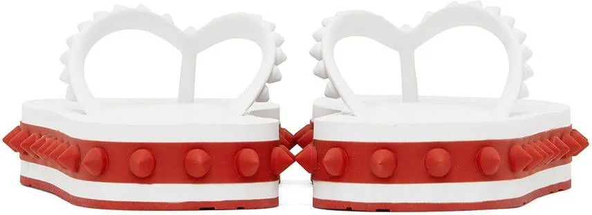 Christian Louboutin White Loubi Flip Flops