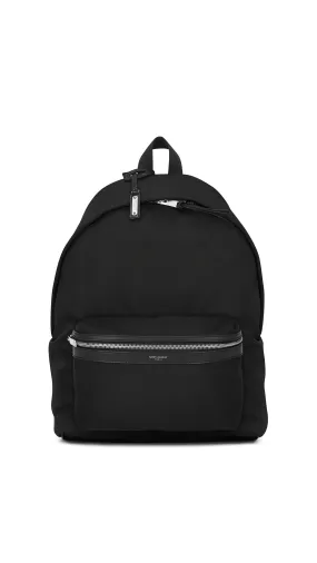 City Backpack in Canvas, Nylon and Leather - Black