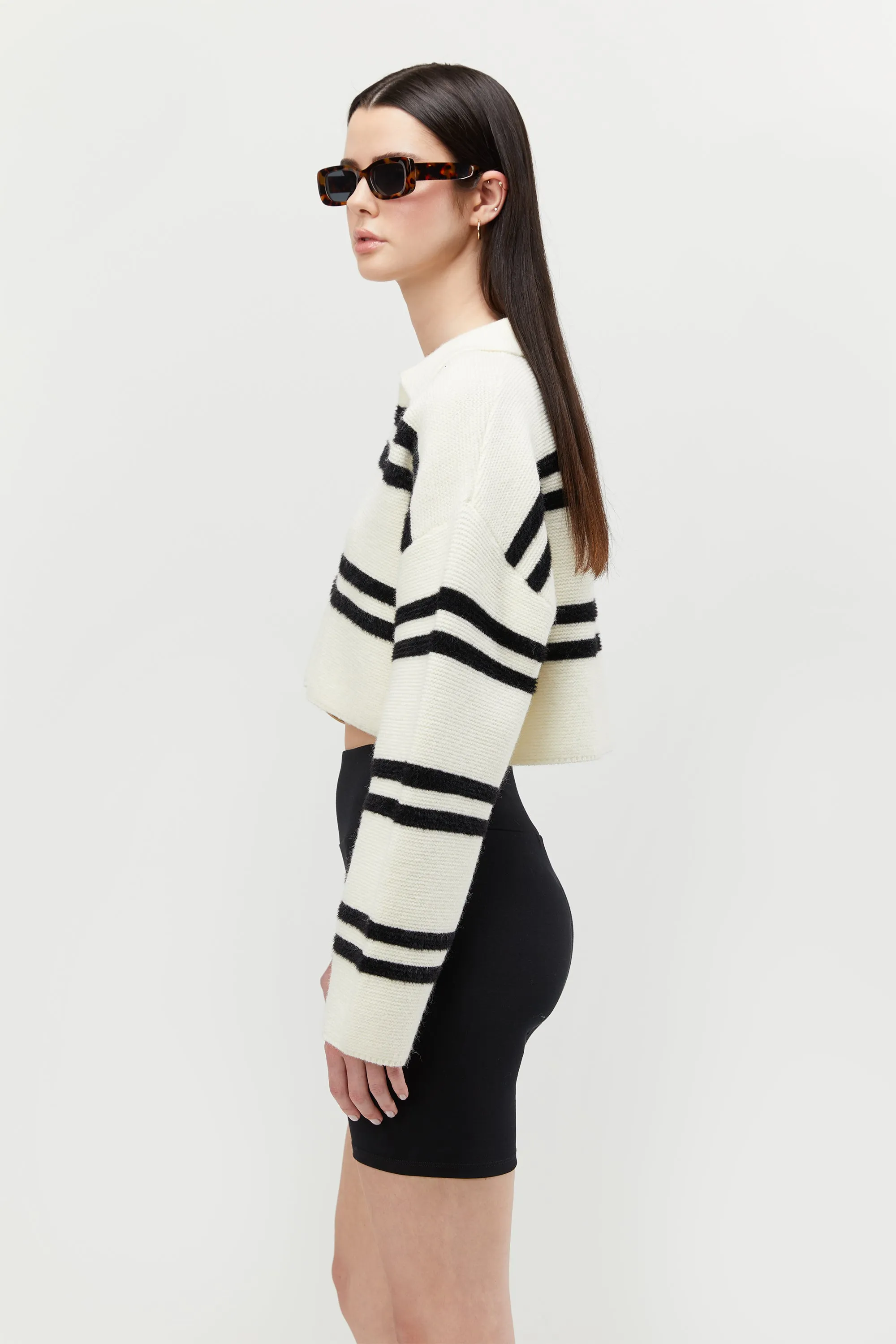 COLLARED STRIPED SWEATER