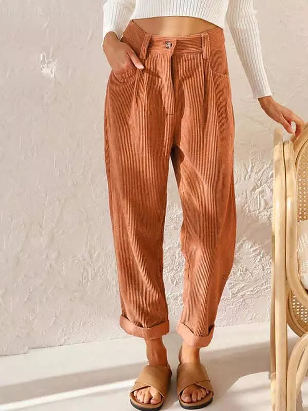 Corduroy Loose Straight Women Pants